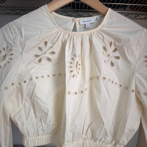 RHODE | Adeline Cotton Eyelet Crop Top - Picture 3 of 4